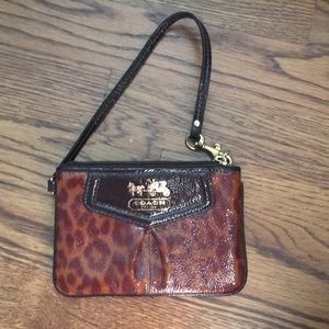 Tortoise leopard Coach wristlet